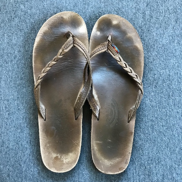 Rainbow Shoes - Rainbow Flirty Braidy Mocha Leather Sandal